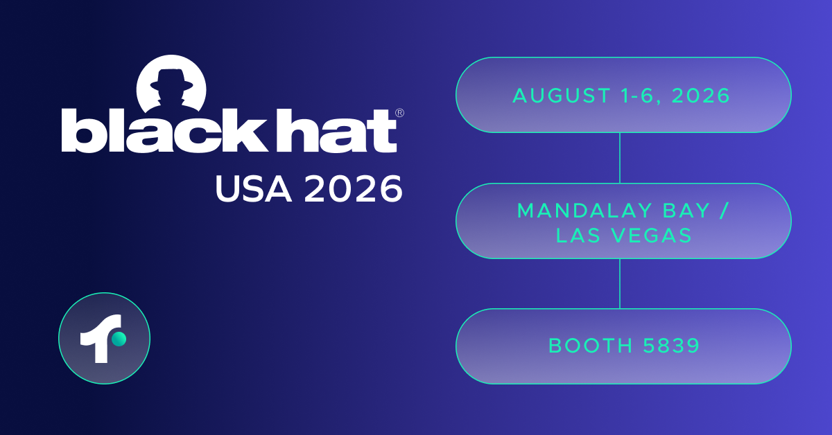 Black Hat 2026 USA event graphic with logo. Details: August 1–6, Mandalay Bay, Las Vegas, Booth 5839—all set against a blue gradient background.