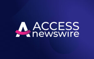 ACCESS Newswire logo with a stylized letter "A" featuring a pink curved line, set against a dark blue gradient background.